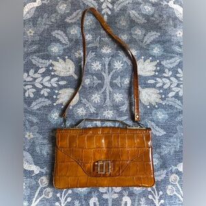 Vintage Brown Crocodile Embossed Pattern Women's Bag